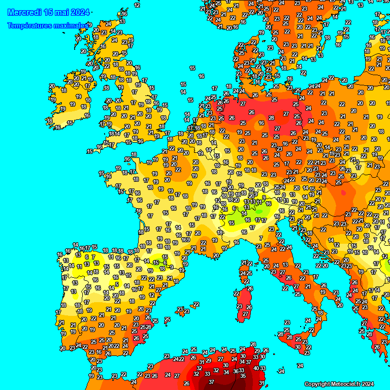 Tempratures maximales en Europe